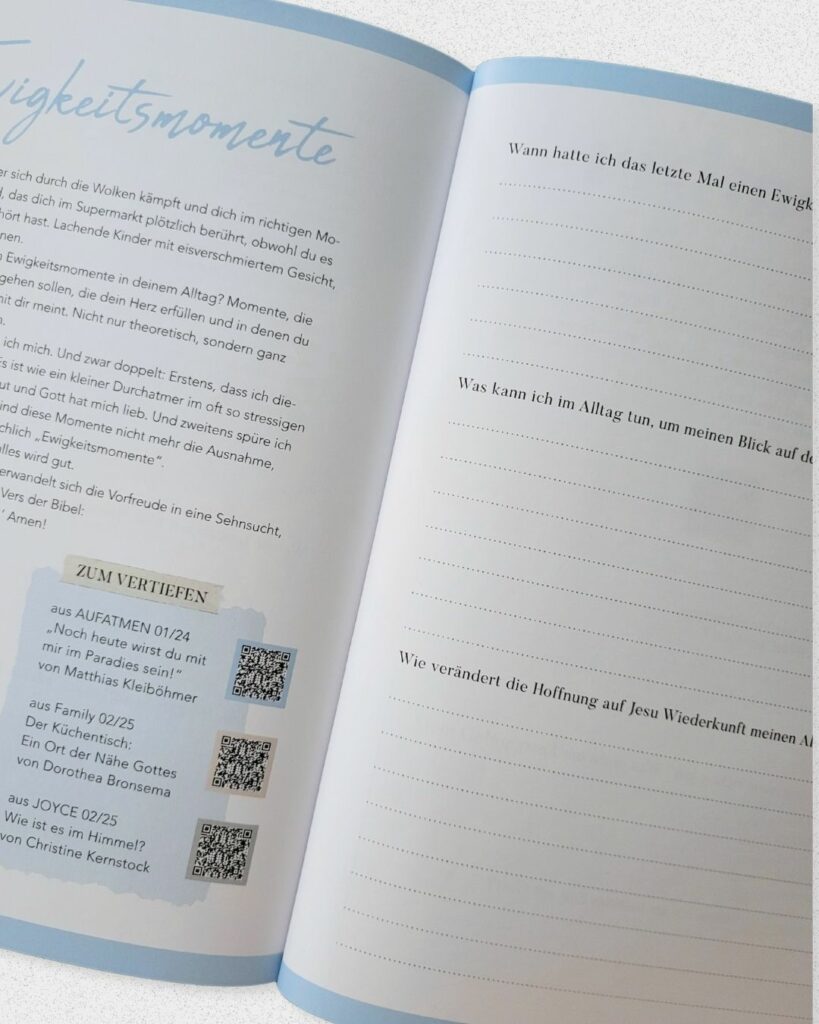 Doppelseite des Journals mit einem Artikel und Fragen