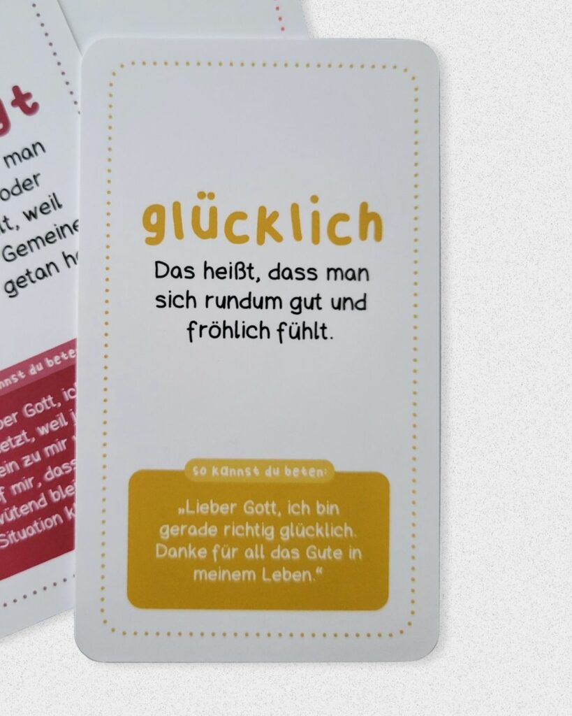 Nahaufnahme einer Rueckseite einer Gefuehlskarte