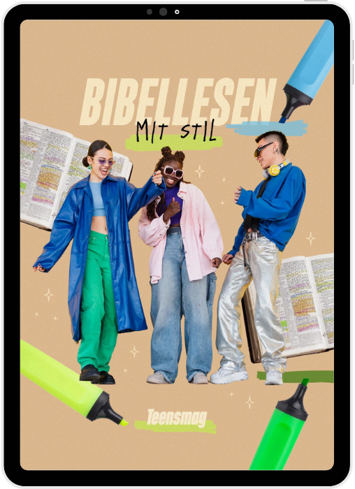 Ein Tablet mit dem Cover des Teensmag Gratis-Downloads